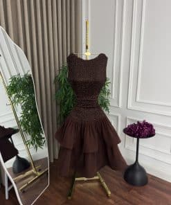 Alternative view of فستان سهرةقصير بني شوكولاتة فاخر