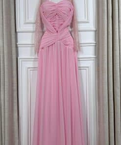 Alternative view of فستان سهرة وردي ناعم بقصة أنثوية وانسيابية راقية