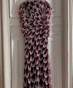 Alternative view of فستان سهرة فاخر مطرز بالكريستال مع أكمام شفافة