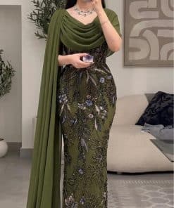 فستان سهرة مطرز طويل للنساء – تسوق أزياء مميزة في السعودية