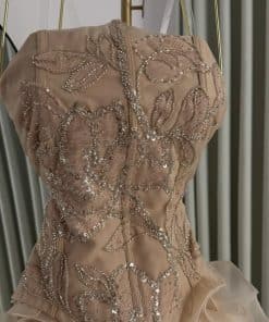 Alternative view of فستان سهرة شامبين فاخر بطبقات كشكش وتطريز لامع
