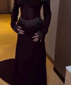 فستان سهرة بنفسجي داكن فاخر