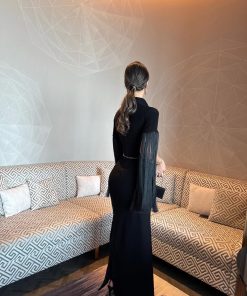 Alternative view of فستان العيد أسود فاخر مع شال شراشيب
