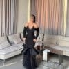 فستان سهرة أسود فاخر بقصة حورية وكورسيه أنيق