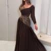 فستان سهرة بني مطرز من متجر روزيتا | فساتين ملكة في السعودية