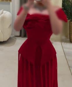 فستان سهرة أحمر أوف شولدر