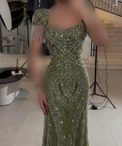 فستان سهرة زيتي فخم
