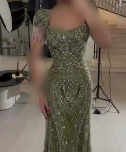 فستان سهرة زيتي فخم