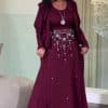 فستان سهرة عنابي محتشم
