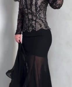فستان سهرة أسود دانتيل بقصة حورية البحر