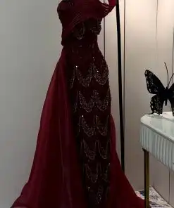 Alternative view of فستان سهرة بيج وعنابي