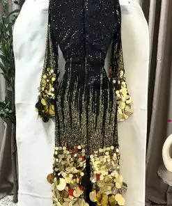 Alternative view of فستان سهرة أسود بتطريز ذهبي فاخر