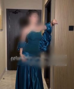 فستان سهرة بترولي طويل