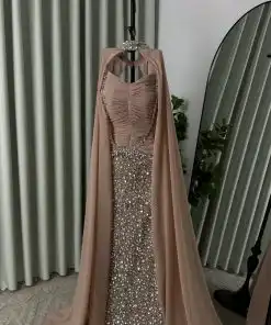 فستان سهرة روز غولد طويل