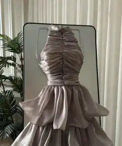 Alternative view of فستان سهرة موف ترابي  بطبقات كشكش