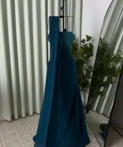 Alternative view of فستان سهرة بترولي ناعم بقصة درابيه فاخرة