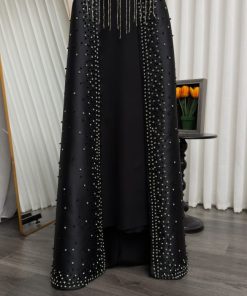 Alternative view of فستان سهرة أسود طويل   وأكمام شفافة