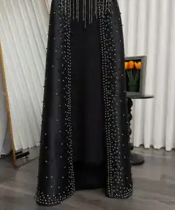 Alternative view of فستان سهرة أسود طويل   وأكمام شفافة