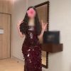 فستان سهرة برغندي ترتر طويل بتوب كورسيه وتنورة حراشف بولك ثلاثية الأبعاد