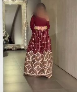 جلابية سهرة رمضانية فاخرة بتطريز يدوي راقي وألوان ملكية للمناسبات